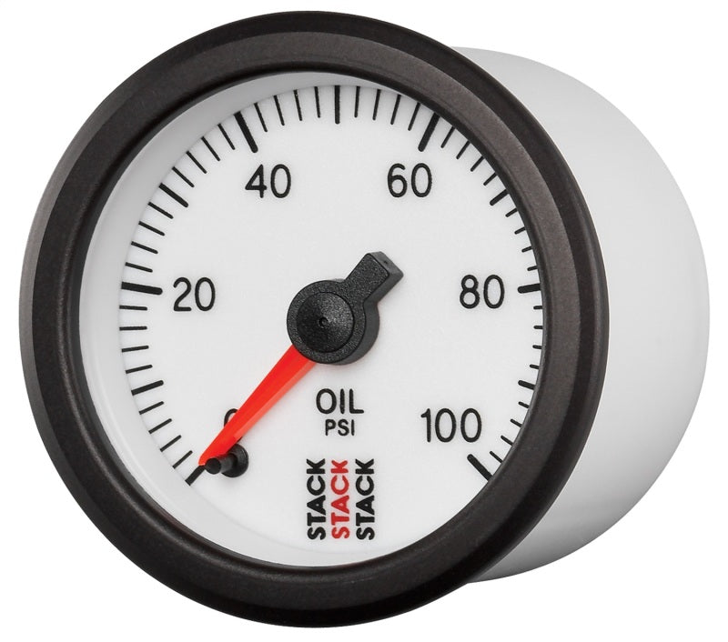 Load image into Gallery viewer, Autometer Stack 52mm 0-100 PSI 1/8in NPTF Male Pro Stepper Motor Oil Pressure Gauge - White
