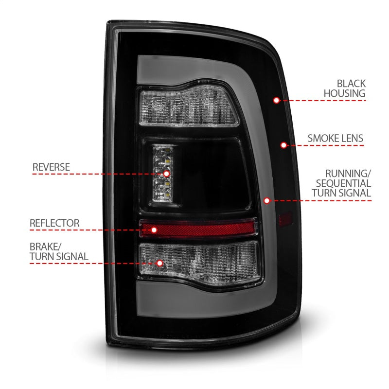 Load image into Gallery viewer, ANZO 09-18 Dodge Ram 1500 Sequential LED Taillights Smoke Black
