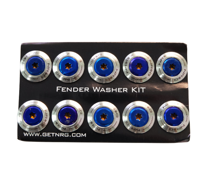 Load image into Gallery viewer, NRG Fender Washer Kit (TI Series) M6 Bolts/SS For Plastic (Silver Washer/TI Burn Screw) - Set of 10
