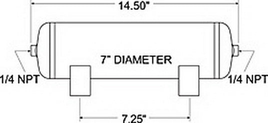 Firestone Air Tank 2 Gallon 7in. x 14.5in. (2) 1/4in. NPT Ports 150 PSI Max - Black (WR17609126)