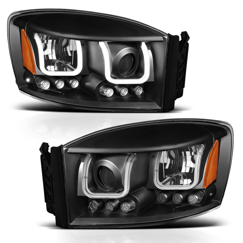 Load image into Gallery viewer, ANZO 2006-2008 Dodge Ram 1500 Projector Headlights w/ U-Bar Black
