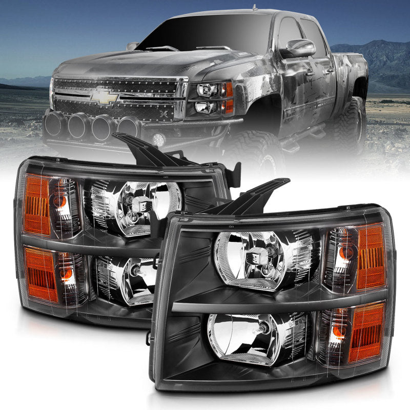 Load image into Gallery viewer, ANZO 2007-2013 Chevrolet Silverado Crystal Headlights Black
