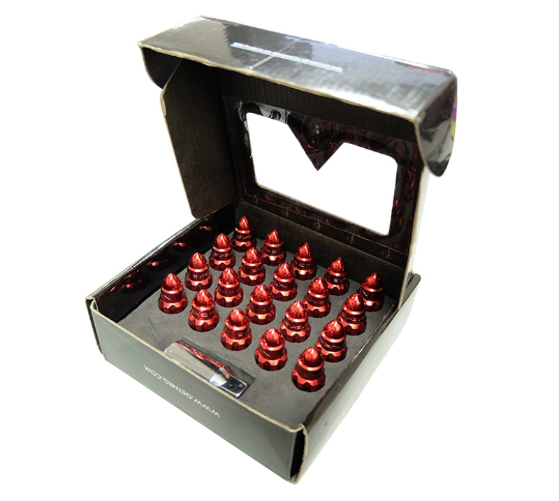 Load image into Gallery viewer, NRG 500 Series M12 X 1.5 Bullet Shape Steel Lug Nut Set - 21 Pc w/Lock Key - Red
