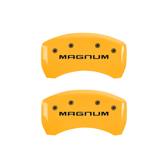 MGP 4 Caliper Covers Engraved Front & Rear Magnum Yellow Finish Black Char 2006 Dodge Charger