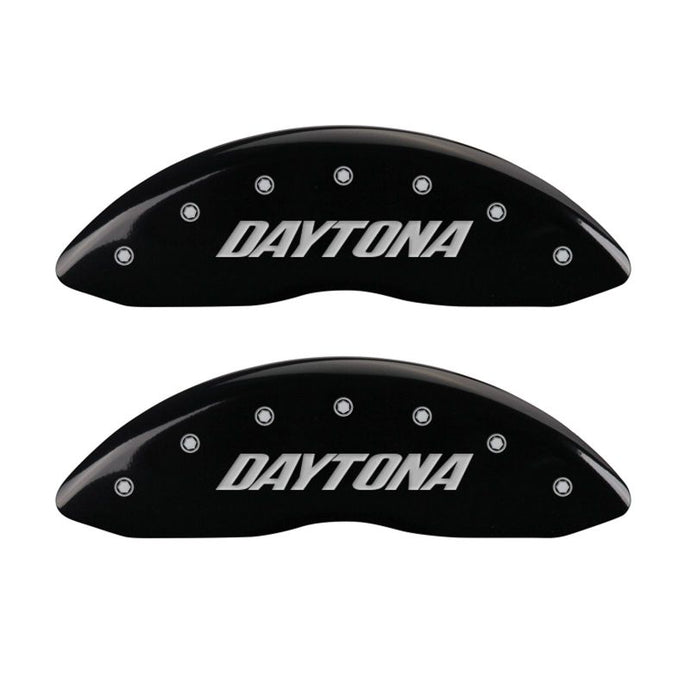 MGP 4 Caliper Covers Engraved Front & Rear Daytona Black finish silver ch