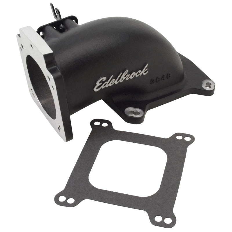 Load image into Gallery viewer, Edelbrock Low Profile Intake Elbow 90mm Throttle Body to Square-Bore Flange Black Finish
