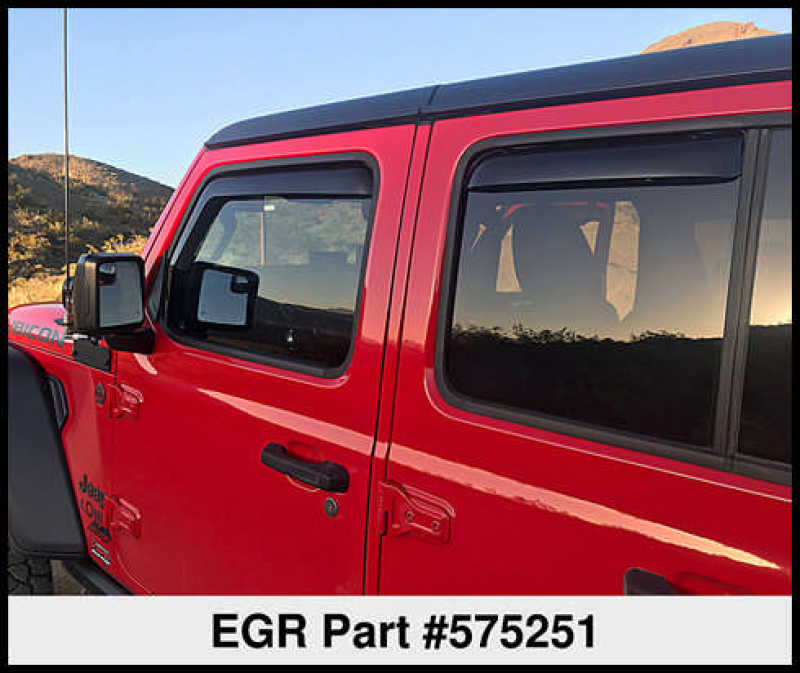 Load image into Gallery viewer, EGR 2018 jeep Wrangler JL SlimLine In-Channel WindowVisors Set of 4 - Dark Smoke
