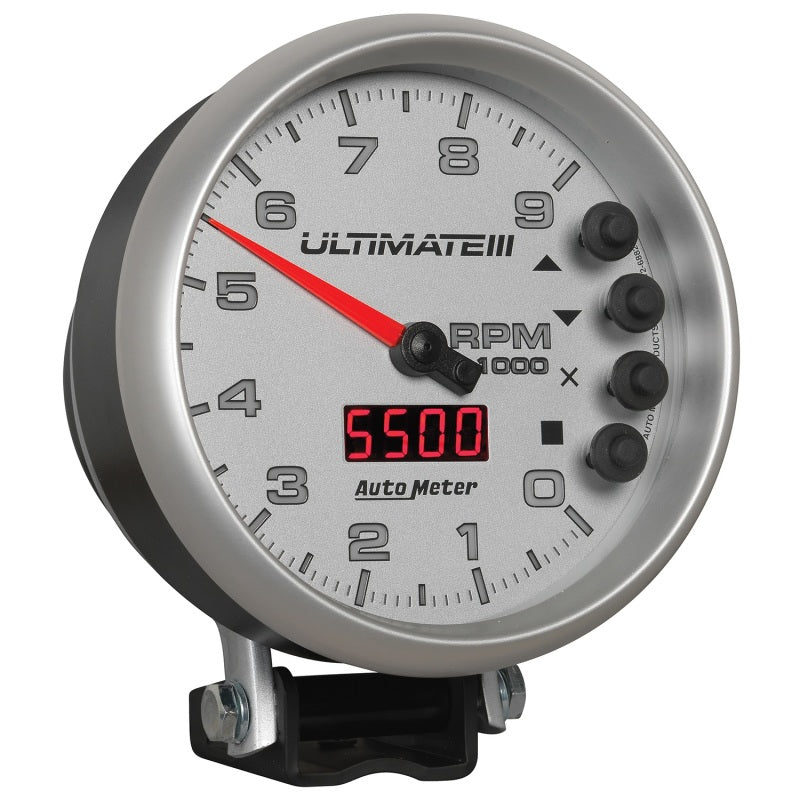 Load image into Gallery viewer, Autometer 5 inch Ultimate III Playback Tachometer 9000 RPM - Silver
