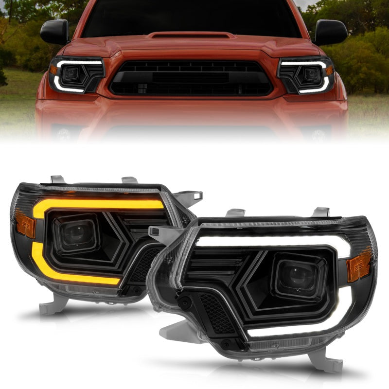 Load image into Gallery viewer, ANZO 12-15 Toyota Tacoma Projector Headlights - w/ Light Bar Switchback Black Housing
