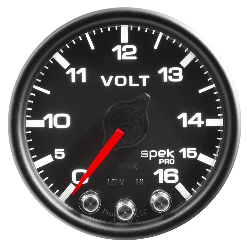 Load image into Gallery viewer, Autometer Spek-Pro Gauge Voltmeter 2 1/16in 16V Stepper Motor W/Peak &amp; Warn Blk/Blk
