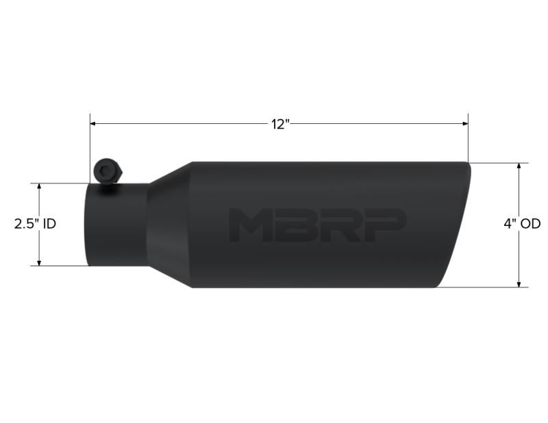 Load image into Gallery viewer, MBRP Universal Tip 4in O.D. Angled Rolled End 2.5in inlet 12in length Black
