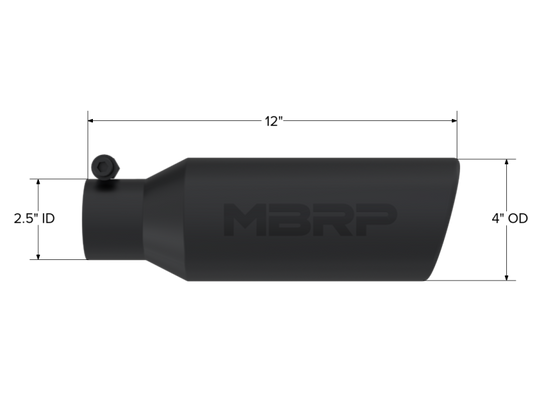 MBRP Universal Tip 4in O.D. Angled Rolled End 2.5in inlet 12in length Black