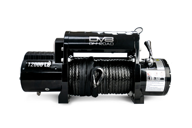 Load image into Gallery viewer, DV8 Offroad 12000 LB Winch w/ Synthetic Line &amp; Wireless Remote - Black
