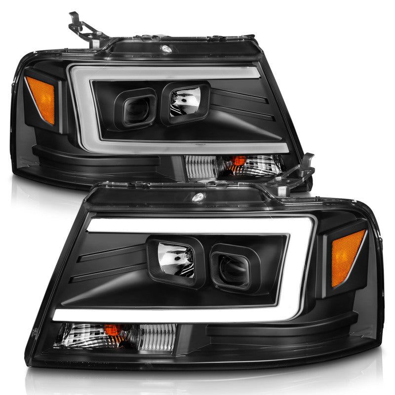 Load image into Gallery viewer, ANZO 2004-2008 Ford  F-150 Projector Headlights w/ Light Bar Black Housing
