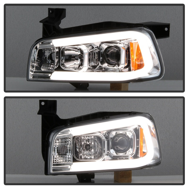 Load image into Gallery viewer, Spyder Dodge Charger 06-10 Projector Headlights - LED Light Bar - Chrome PRO-YD-DCH05V2-LB-C
