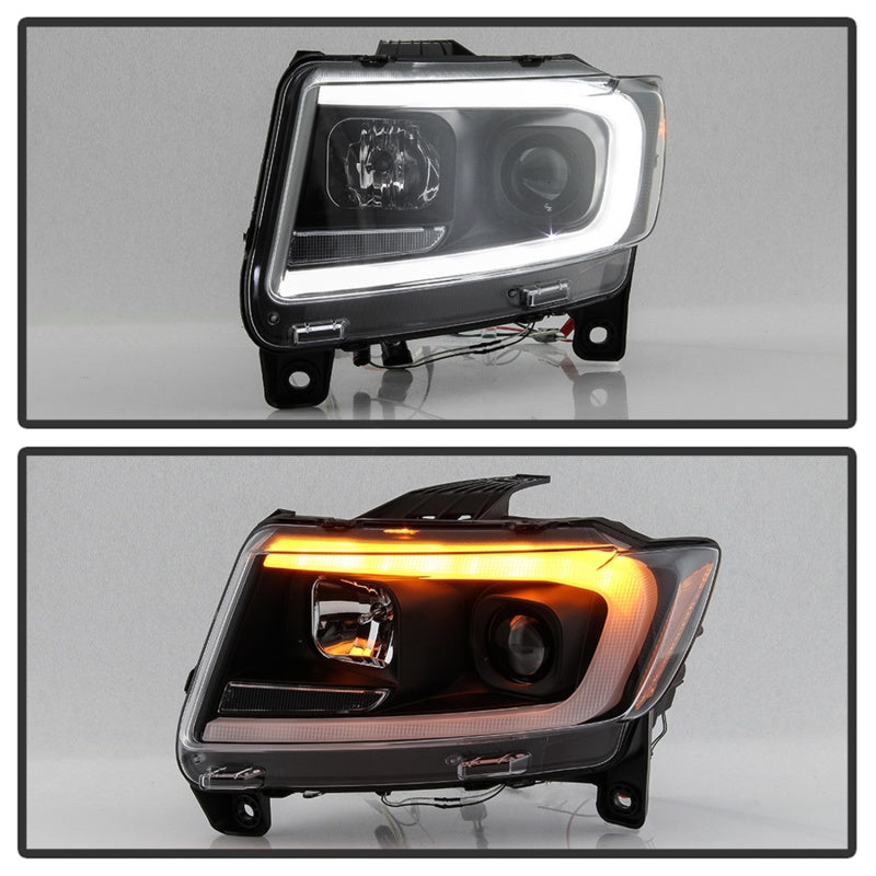 Load image into Gallery viewer, Spyder 11-13 Jeep Grand Cherokee - Light Bar Proj Headlights - Halo Model - Blk - PRO-YD-JGC11-LB-BK

