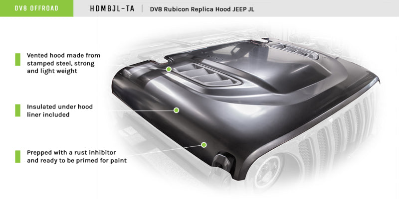 Load image into Gallery viewer, DV8 Offroad 18+ Jeep JL Rubicon Replica Hood

