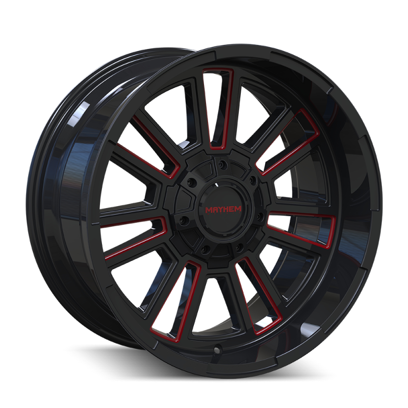 Load image into Gallery viewer, Mayhem 8115 Apollo 20x10 / 8x165.1 BP / -19mm Offset / 125.2mm Hub Black w/ Prism Red Wheel
