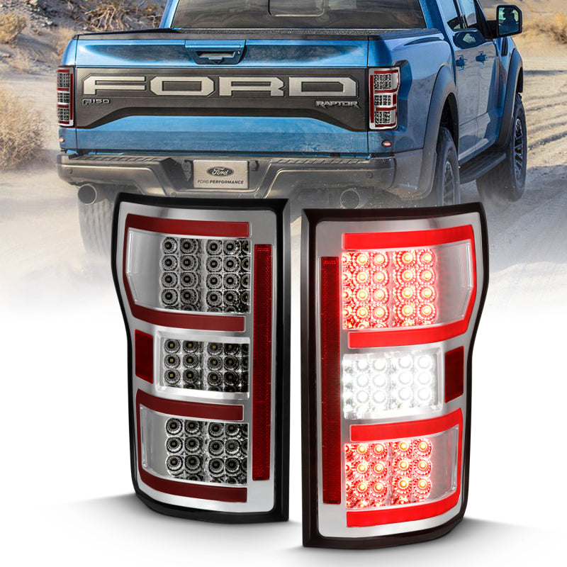 Load image into Gallery viewer, ANZO 2018-2019 Ford F-150 LED Taillight Chrome (Red Light Bar) (w/ Sequential)
