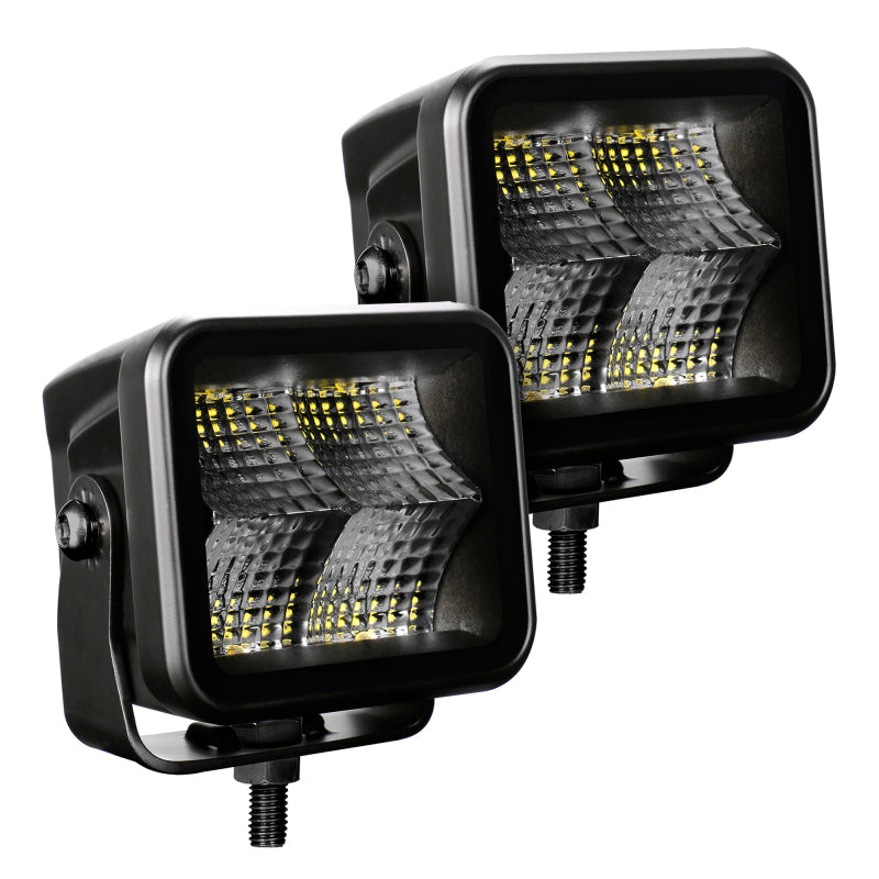 Load image into Gallery viewer, Go Rhino Xplor Blackout Series Cube LED Flood Light Kit (Surface/Threaded Stud Mnt) 3x3 - Blk (Pair)
