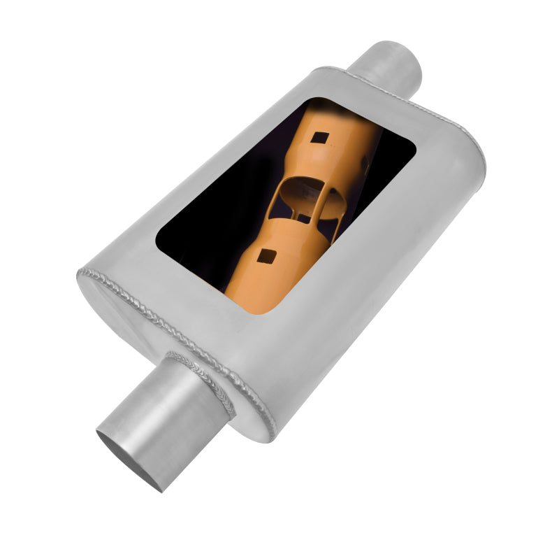 Load image into Gallery viewer, Gibson MWA Superflow Offset/Offset Oval Muffler - 4x9x14in/2.5in Inlet/2.5in Outlet - Stainless
