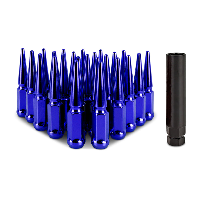 Load image into Gallery viewer, Mishimoto Mishimoto Steel Spiked Lug Nuts M14 x 1.5 24pc Set Blue
