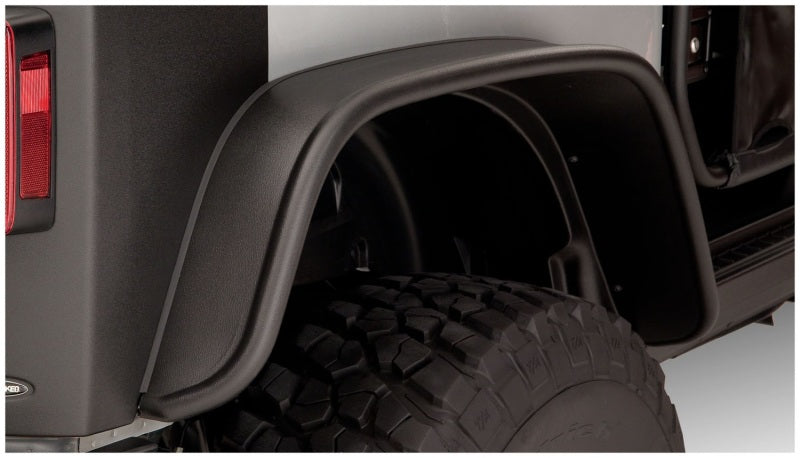 Load image into Gallery viewer, Bushwacker 07-18 Jeep Wrangler Flat Style Flares 2pc Fits 2-Door Sport Utility Only - Black
