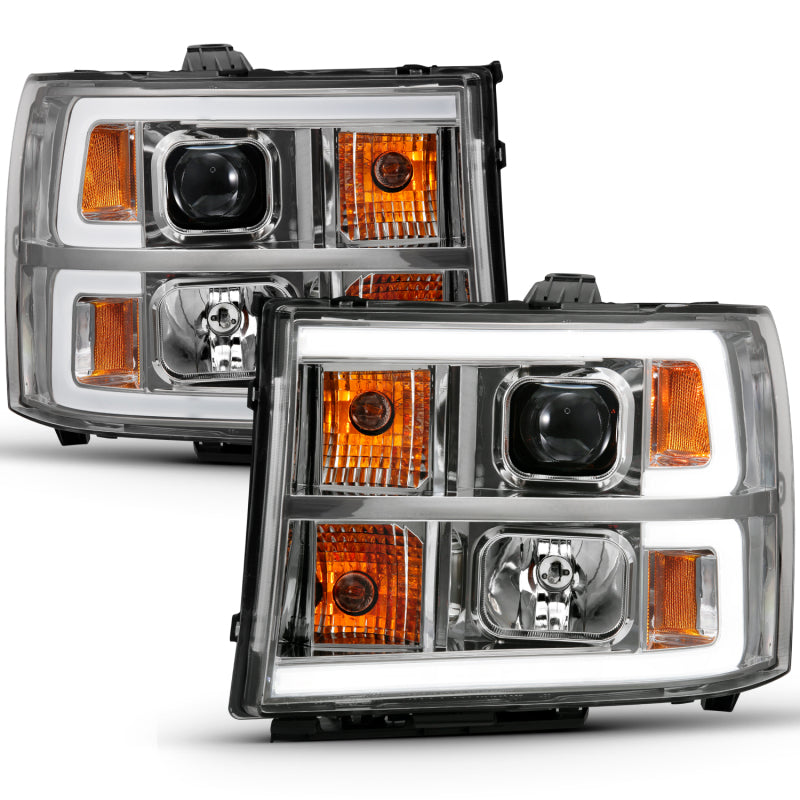 Load image into Gallery viewer, ANZO 2007-2013 Gmc Sierra 1500 Projector Headlight Plank Style Chrome w/ Clear Lens Amber
