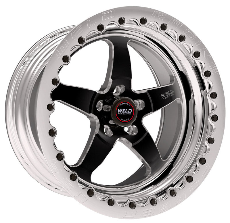 Load image into Gallery viewer, Weld S71 17x12 / 5x4.5 BP / 4.8in. BS Black Wheel (Medium Pad) - Polished Single Beadlock MT
