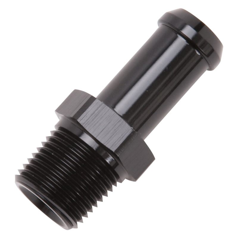 Load image into Gallery viewer, Edelbrock Hose End Straight 3/8In NPT to 1/2In Barb Black Anodize
