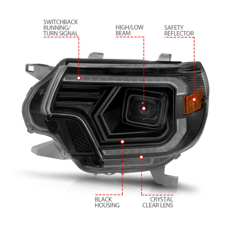 Load image into Gallery viewer, ANZO 12-15 Toyota Tacoma Projector Headlights - w/ Light Bar Switchback Black Housing
