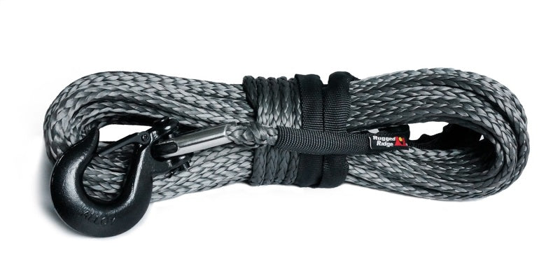 Load image into Gallery viewer, Rugged Ridge Synthetic Winch Line Dark Gray 7/16in x 90 Ft
