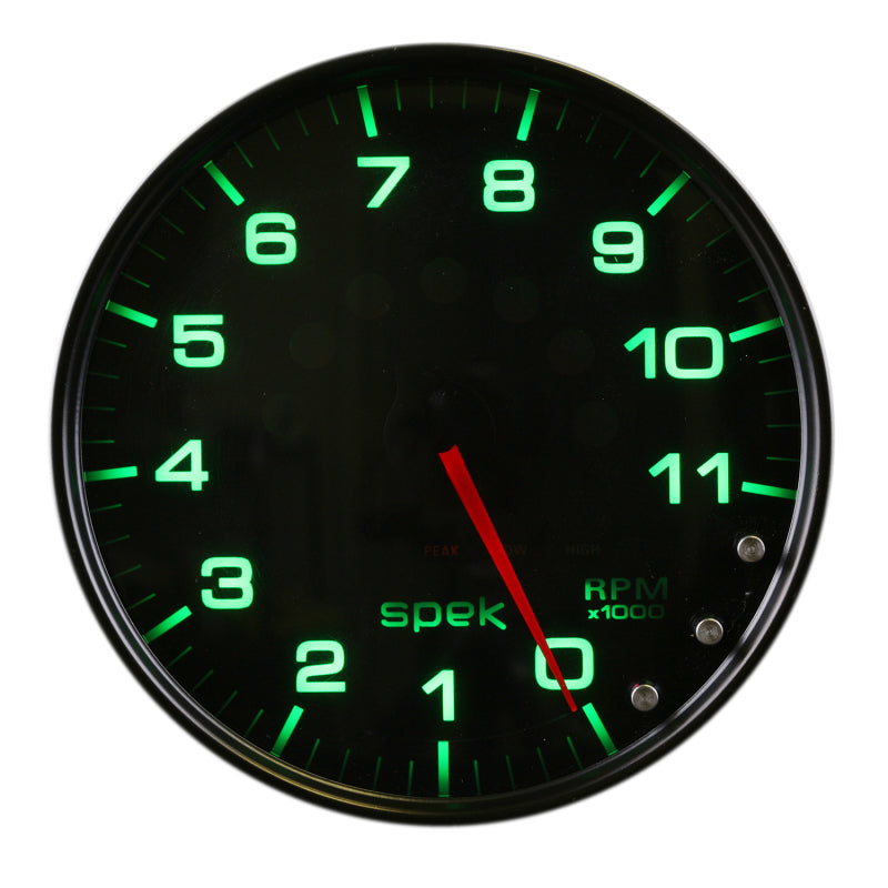 Load image into Gallery viewer, Autometer Spek-Pro Gauge Tachometer 5in 11K Rpm W/Shift Light &amp; Peak Mem Black/Smoke/Black
