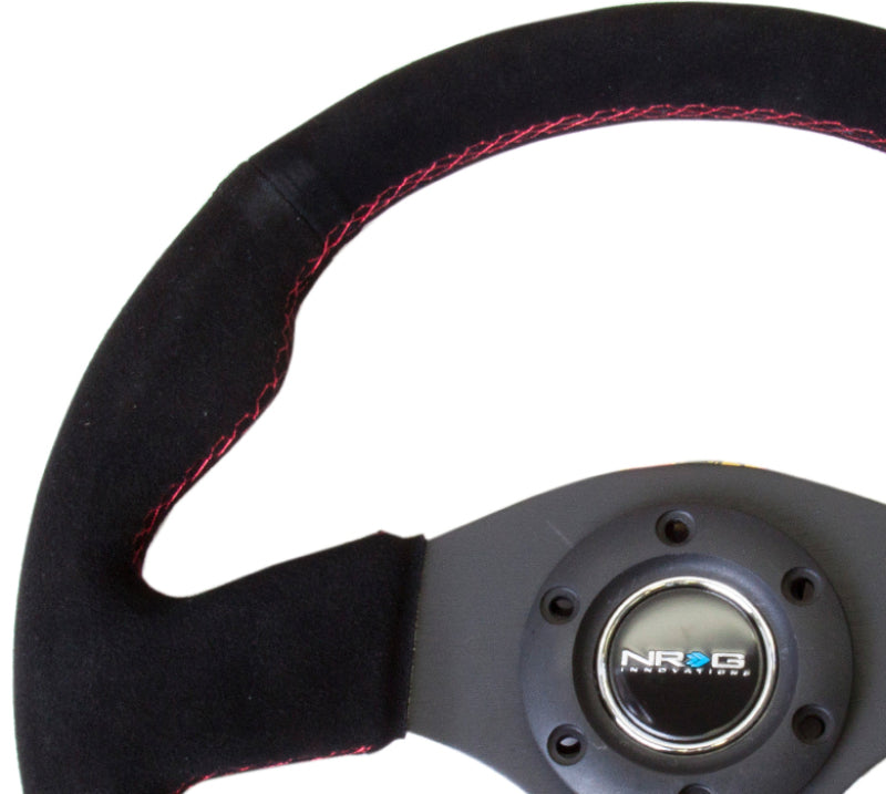 Load image into Gallery viewer, NRG Reinforced Steering Wheel (320mm) Suede w/Red Stitch

