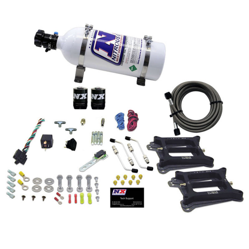 Load image into Gallery viewer, Nitrous Express Dual Holley/Gasoline Nitrous Kit (100-500HP) w/5lb Bottle
