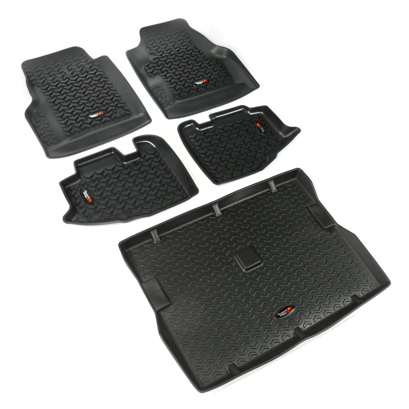 Load image into Gallery viewer, Rugged Ridge Floor Liner Front/Rear/Cargo Black 1997-2006 Jeep Wrangler TJ
