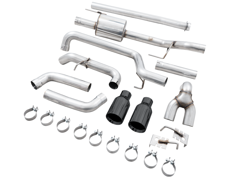 Load image into Gallery viewer, AWE Tuning 0FG 21+ Ford F150 Dual Split Rear Cat-Back Exhaust- 5in Diamond Black Tips
