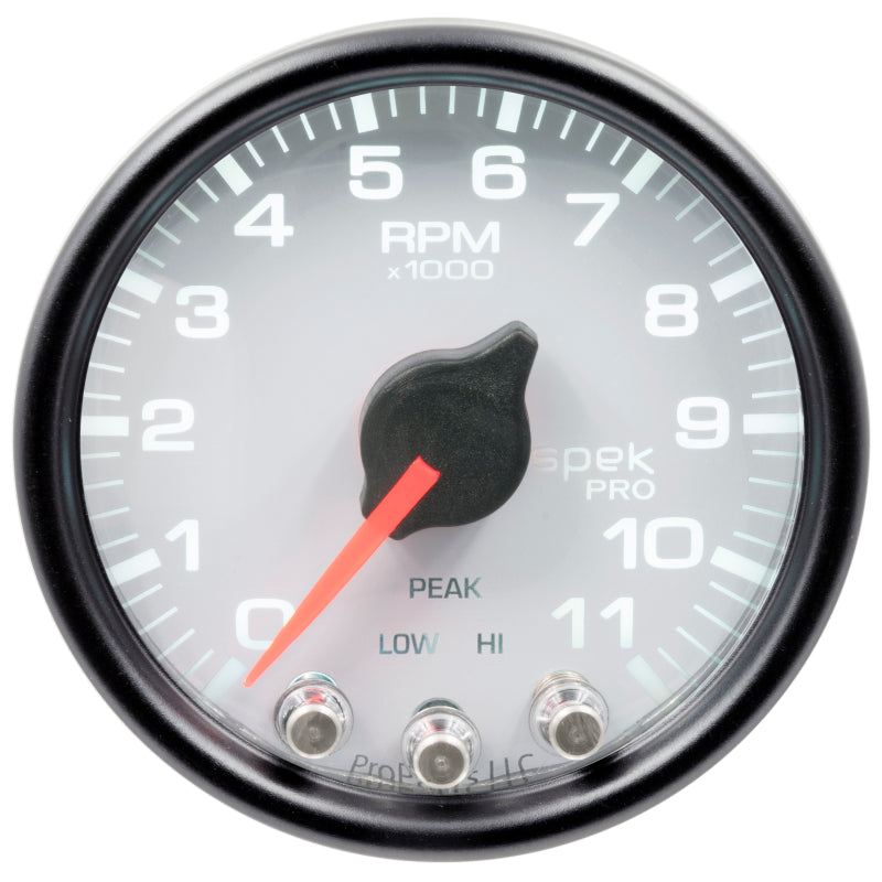 Load image into Gallery viewer, Autometer Spek-Pro Gauge Tach 2 1/16in 11K Rpm W/ Shift Light &amp; Peak Mem Wht/Blk
