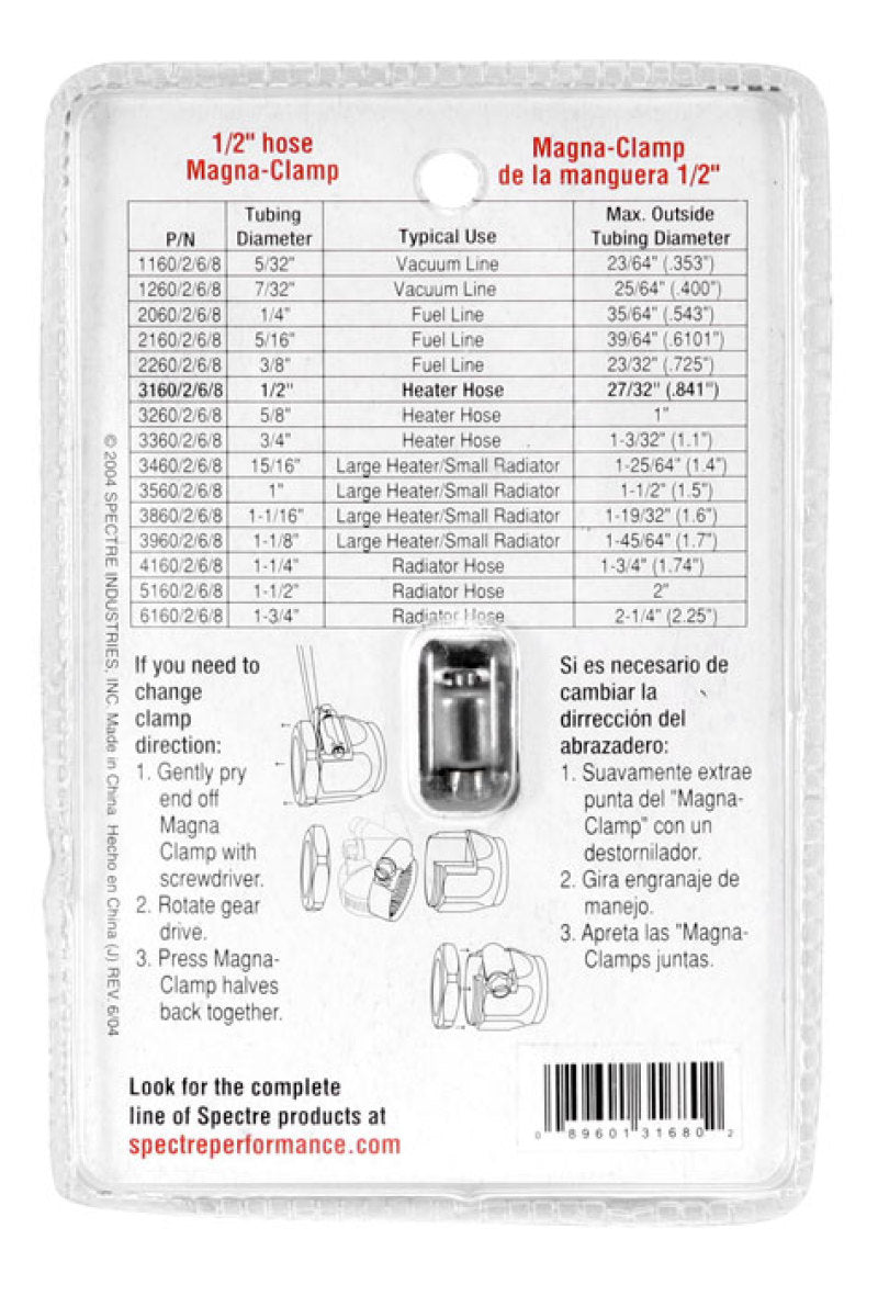 Load image into Gallery viewer, Spectre Magna-Clamp Hose Clamp 1/2in. - Chrome
