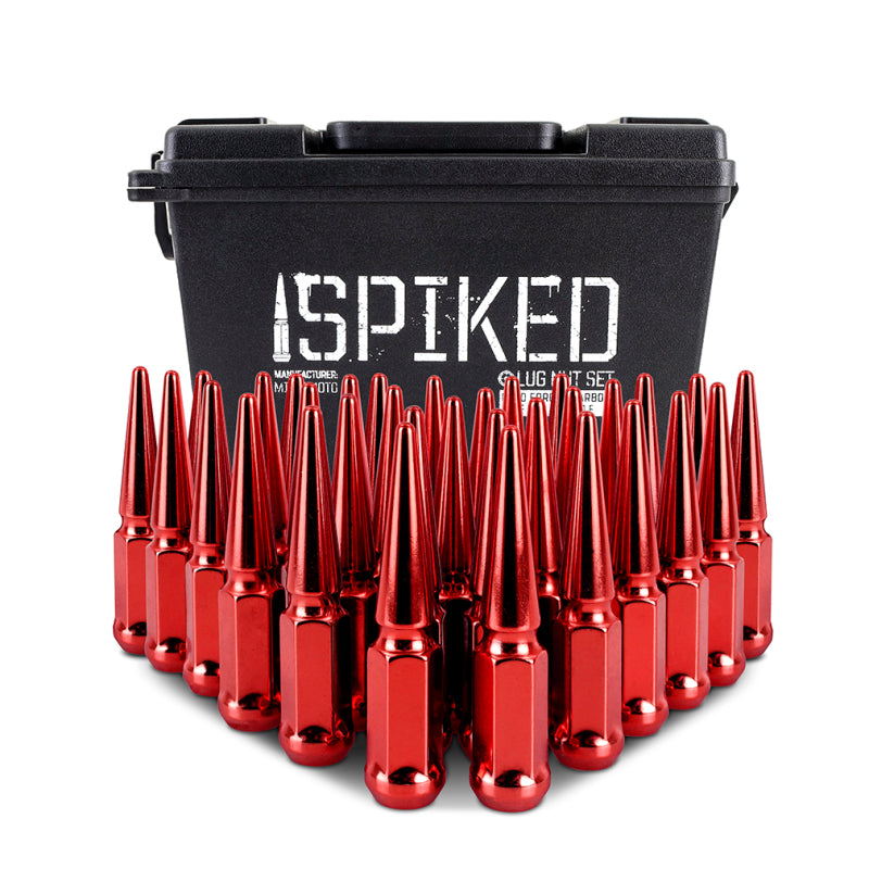 Load image into Gallery viewer, Mishimoto Mishimoto Steel Spiked Lug Nuts M14 x 1.5 32pc Set Red
