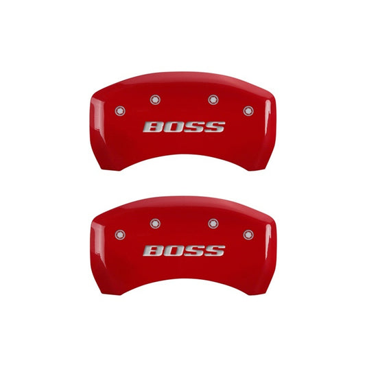 MGP Rear set 2 Caliper Covers Engraved Rear Boss Red finish silver ch