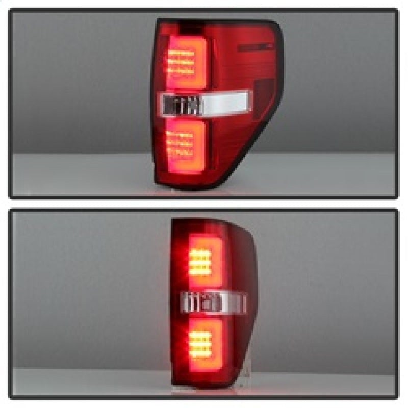 Load image into Gallery viewer, Spyder 09-14 Ford F150 V2 Light Bar LED Tail Lights - Red Clear (ALT-YD-FF15009V2-LBLED-RC)
