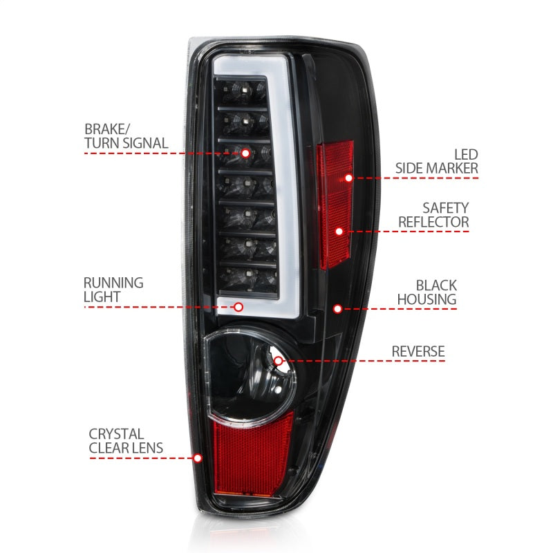 Load image into Gallery viewer, ANZO 2004-2012 Chevrolet Colorado/ GMC Canyon LED Tail Lights w/ Light Bar Black Housing
