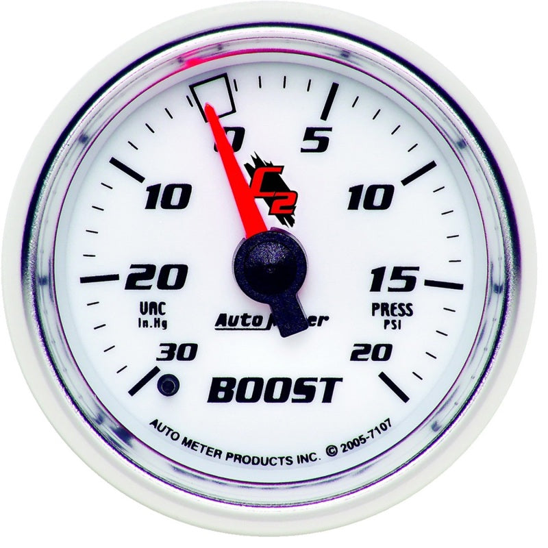 Load image into Gallery viewer, Autometer C2 52mm 30 in hg/20 PSI Mechanical Boost Vacuum Gauge
