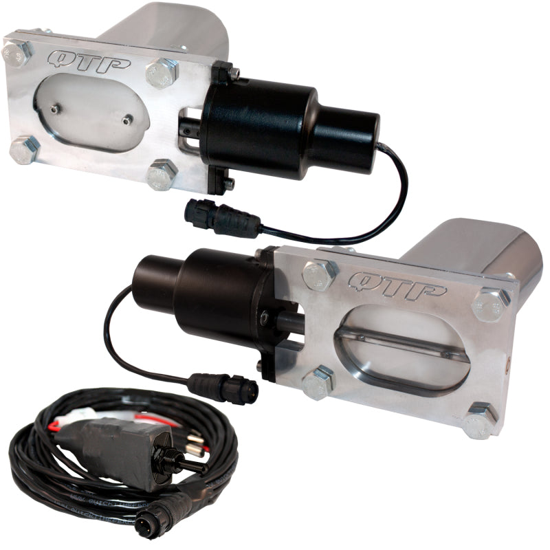 Load image into Gallery viewer, QTP Bolt-On QTEC Dual Low Profile Oval Electric Cutout Valves - Pair
