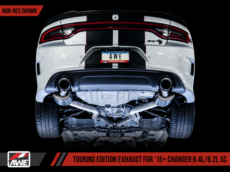 Load image into Gallery viewer, AWE Tuning 2015+ Dodge Charger 6.4L/6.2L SC Non-Resonated Touring Edition Exhaust - Silver Tips
