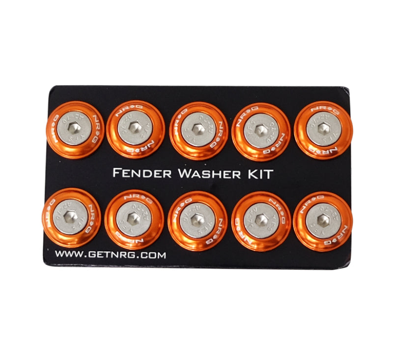 Load image into Gallery viewer, NRG Fender Washer Kit w/Rivets For Plastic (Orange) - Set of 10
