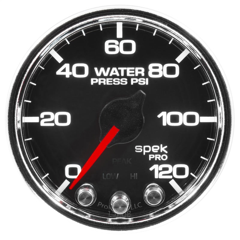 Load image into Gallery viewer, Autometer Spek-Pro Gauge Water Press 2 1/16in 120psi Stepper Motor W/Peak &amp; Warn Blk/Chrm
