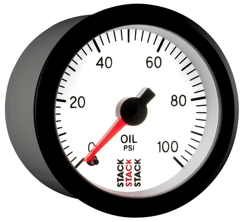 Load image into Gallery viewer, Autometer Stack 52mm 0-100 PSI 1/8in NPTF Male Pro Stepper Motor Oil Pressure Gauge - White
