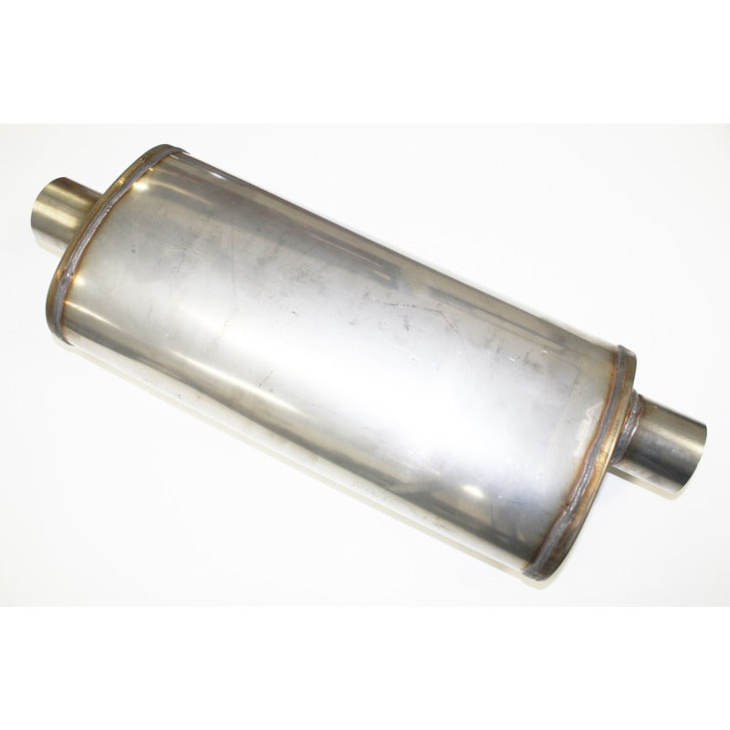 Load image into Gallery viewer, JBA Universal Straight-Through Style 304SS Muffler 18x8x5 2.5in Inlet Diameter Offset/Center
